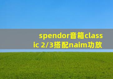 spendor音箱classic 2/3搭配naim功放